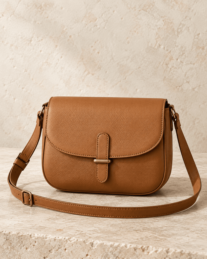 Tan leather crossbody bag