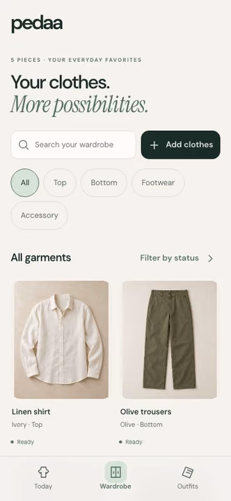 Add clothes, a still from our design prototype